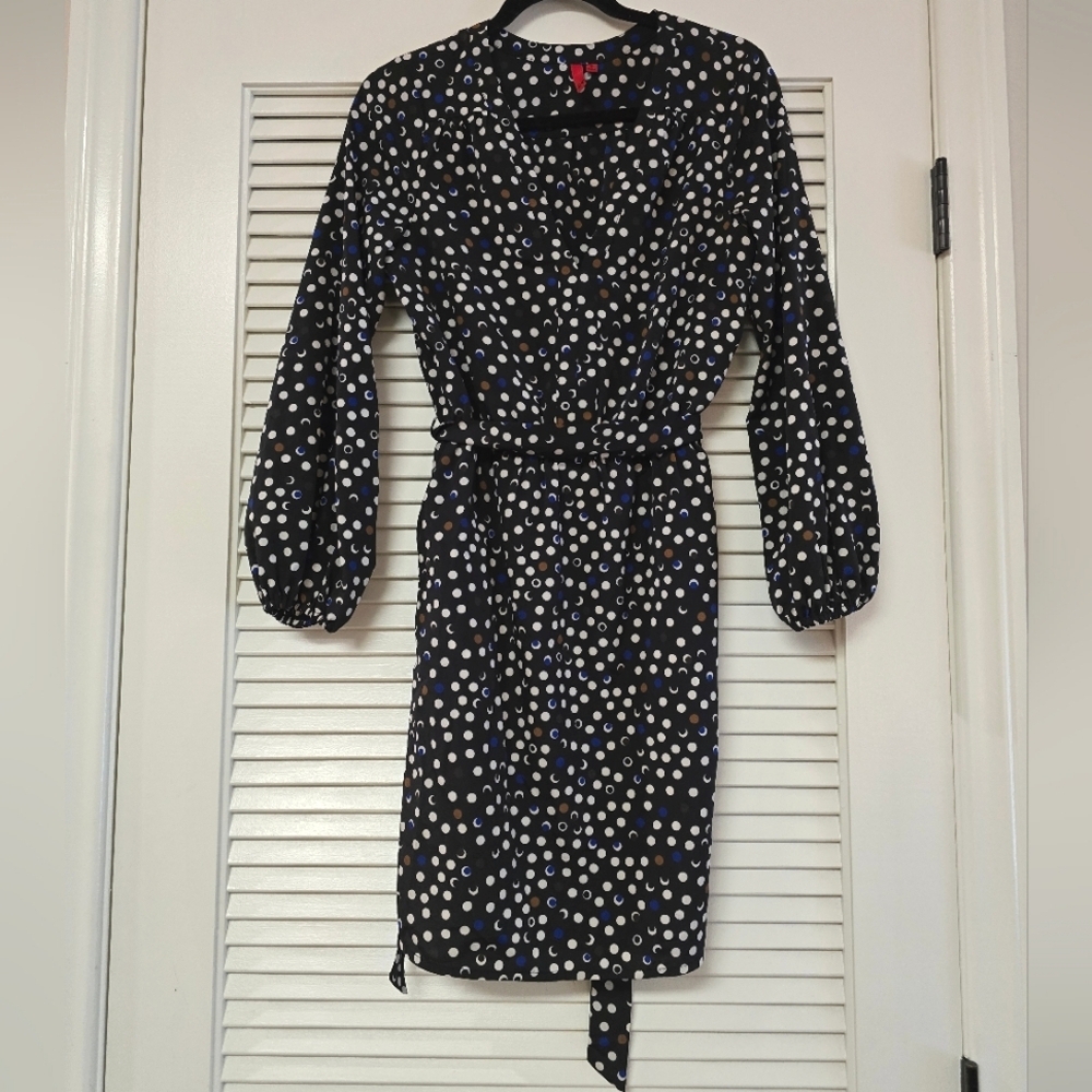 5/48 - Polka-Dot Business Casual Office Lightweight Long-Sleeve Dress With Belt